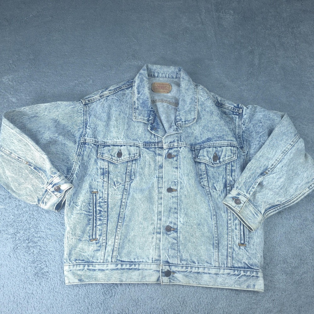 Vintage Levi's Jacket Womens Medium Blue Acid Wash Denim Trucker Jean USA